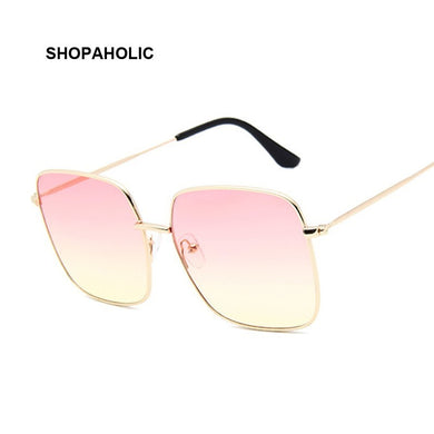 Retro Big Square Sunglasses Women Brand Designer Pink Sun Glasses For Ladies Alloy Quality Sunglasses Female Oculus De Sol