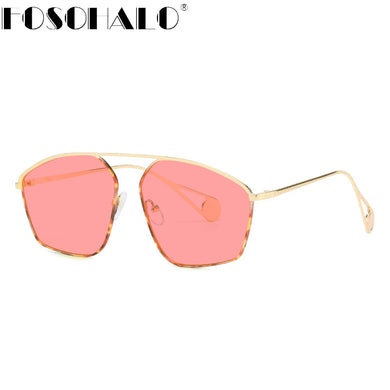 Retro Big Square Sunglasses Women Vintage Brand Shades Progressive Metal Color Sun Glasses For Female Designer Lunette