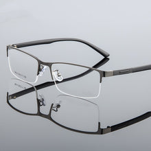 Carica l&#39;immagine nel visualizzatore di Gallery, Retro Business Casual Square Eyewear Men&#39;s Optical Glasses Frame Metal Half Frame Myopia Rx Frame Prescription Eyeglasses Men