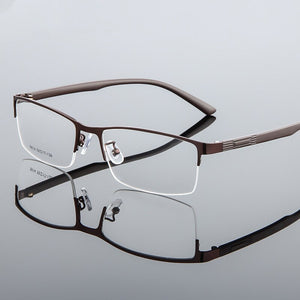 Retro Business Casual Square Eyewear Men's Optical Glasses Frame Metal Half Frame Myopia Rx Frame Prescription Eyeglasses Men