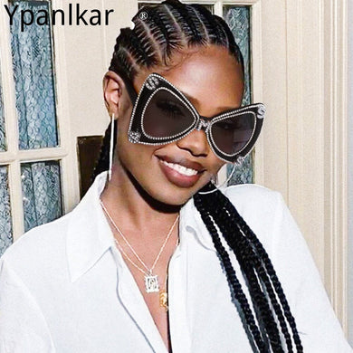 Retro Butterfly Shaped Sunglasses Women 2023 Vintage Oversized Sun Glasses for Woman  Rhinstone Shades Ladies