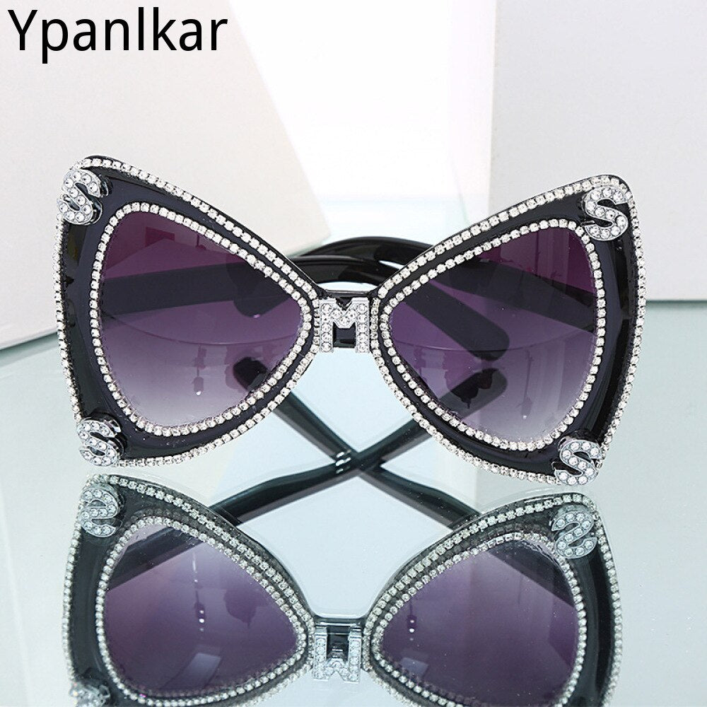 Retro Butterfly Shaped Sunglasses Women 2023 Vintage Oversized Sun Glasses for Woman  Rhinstone Shades Ladies
