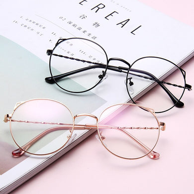Retro Cat Ear Glasses Frame Fashion Ladies Glasses Round Glasses Korean Glasses Frames Ladies Decorative Glasses