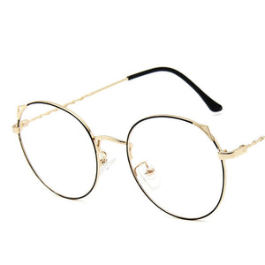 Retro Cat Ear Glasses Frame Fashion Ladies Glasses Round Glasses Korean Glasses Frames Ladies Decorative Glasses