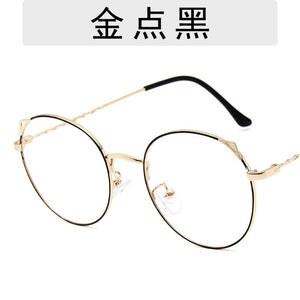 Retro Cat Ear Glasses Frame Fashion Ladies Glasses Round Glasses Korean Glasses Frames Ladies Decorative Glasses