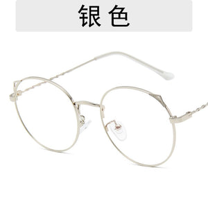 Retro Cat Ear Glasses Frame Fashion Ladies Glasses Round Glasses Korean Glasses Frames Ladies Decorative Glasses