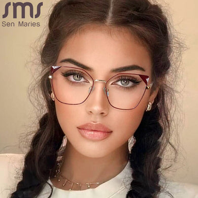 Retro Cat Eye Anti Blue Light Women Simple Optical Glasses Frames Computer Eyeglasses Vintage Myopia Frame Prescription