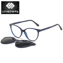 Load image into Gallery viewer, Retro Cat Eye Magnet Clip On Glasses Frame Women Optical Myopia Eyeglasses Frame Prescription Polarized Magnet Clip Sunglasses