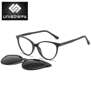 Retro Cat Eye Magnet Clip On Glasses Frame Women Optical Myopia Eyeglasses Frame Prescription Polarized Magnet Clip Sunglasses