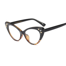 Load image into Gallery viewer, Retro Cat Eye Optical Frames Glasses Men Women Prescription Glasses Clear Lens Diamond Eyeglasses Spectacle Frames