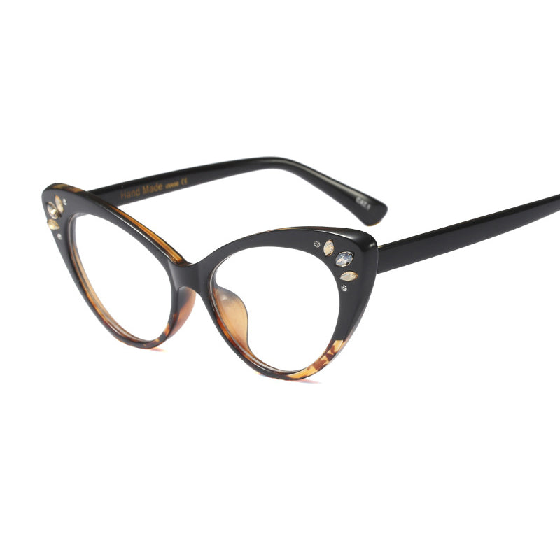 Retro Cat Eye Optical Frames Glasses Men Women Prescription Glasses Clear Lens Diamond Eyeglasses Spectacle Frames