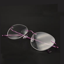 Load image into Gallery viewer, Retro Cat Eye Pure Titanium Rimless Eyeglasses Frame for Women Super Light Thin Medical Aviation Hypoallergenic Diopter Eyewear