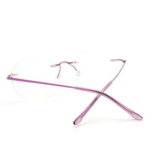 Load image into Gallery viewer, Retro Cat Eye Pure Titanium Rimless Eyeglasses Frame for Women Super Light Thin Medical Aviation Hypoallergenic Diopter Eyewear