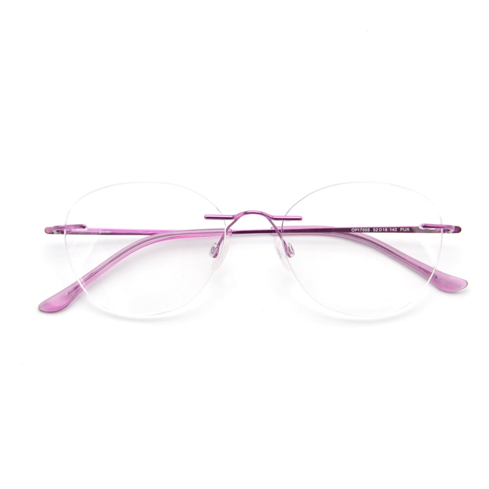 Retro Cat Eye Pure Titanium Rimless Eyeglasses Frame for Women Super Light Thin Medical Aviation Hypoallergenic Diopter Eyewear