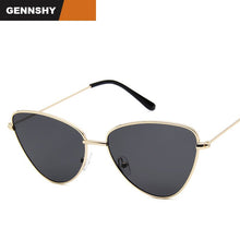 Load image into Gallery viewer, Retro Cat Eye Sunglasses Mirror Lenses Men Brand Design Metal Sunglasses Double Colors Transparent Ocean Lenses Travel