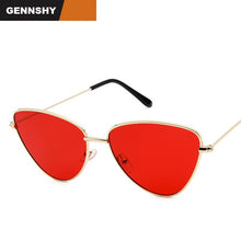 Load image into Gallery viewer, Retro Cat Eye Sunglasses Mirror Lenses Men Brand Design Metal Sunglasses Double Colors Transparent Ocean Lenses Travel