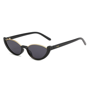 Retro Cat Eye Women Sunglasses  Brand Half Frame White Black Gradient Sun Glasses Men Hip Hop Shades UV400