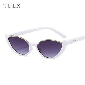 Retro Cat Eye Women Sunglasses  Brand Half Frame White Black Gradient Sun Glasses Men Hip Hop Shades UV400