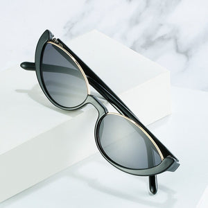 Retro Cat Eye Women Sunglasses  Brand Half Frame White Black Gradient Sun Glasses Men Hip Hop Shades UV400