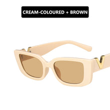 Load image into Gallery viewer, Retro Cat eyt Frame Sunglasses Women 2023  V Sun Glasses Men Rectangle Jelly Sunglasses with Metal Hinges UV400