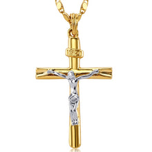 Carica l&#39;immagine nel visualizzatore di Gallery, Retro Christian Jesus Single Titanium Scripture Cross Necklace Stainless Steel Black Prayer Choker Cross Pendants For Men Colar