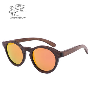 Retro Circle Glasses Sunglasses Women Polarized Vintage  Bamboo Wooden Sunglasses Men Driving Gafas De Sol