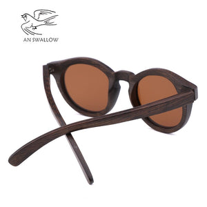 Retro Circle Glasses Sunglasses Women Polarized Vintage  Bamboo Wooden Sunglasses Men Driving Gafas De Sol