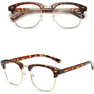 Retro Classic Clear Lens Nerd Frames Glasses Men Women Eyeglasses Vintage Half Metal Eyewear Frame  Designed