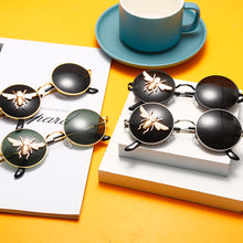 Load image into Gallery viewer, Retro Classic Round Sunglasses Male Brand Designer Little Bee Sunglasses Lady Metal Frame Black Lens Glasses UV400