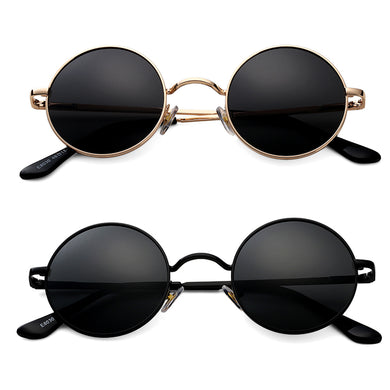 Retro Classic Small Round Polarized Sunglasses Men Brand Designer Sun Glasses Women Metal Frame Black Lens Eyewear Driving UV400