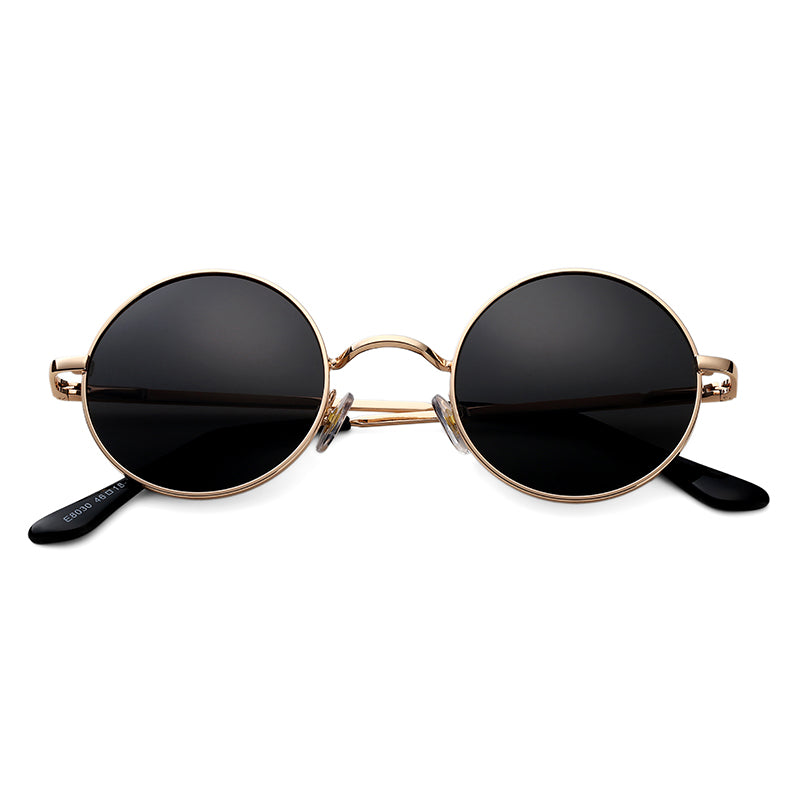 Retro Classic Small Round Polarized Sunglasses Men Brand Designer Sun Glasses Women Metal Frame Black Lens Eyewear Driving UV400