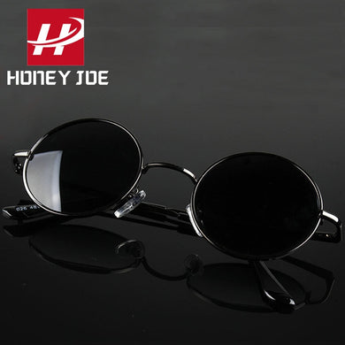 Retro Classic Vintage Round Polarized Sunglasses Men Brand Designer Sun Glasses Women Metal Frame Black Lens Eyewear Driving