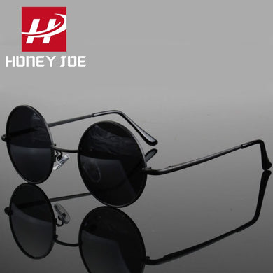 Retro Classic Vintage Round Polarized Sunglasses Men Brand Designer Sun Glasses Women Metal Frame Black Lens Eyewear Driving