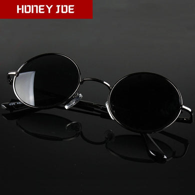 Retro Classic Vintage Round Polarized Sunglasses Men Brand Designer Sun Glasses Women Metal Frame Black lens Eyewear Driving