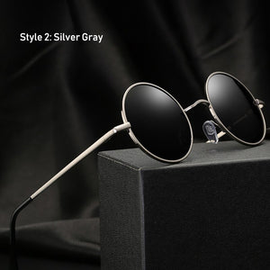 Retro Classic Vintage Round Polarized Sunglasses Men Sun Glasses Women Metal Frame Black lens Driving Fishing Eyewear UV400