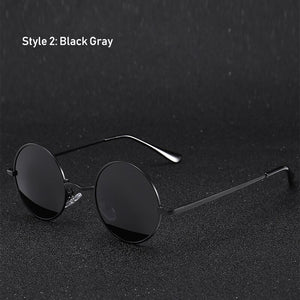 Retro Classic Vintage Round Polarized Sunglasses Men Sun Glasses Women Metal Frame Black lens Driving Fishing Eyewear UV400