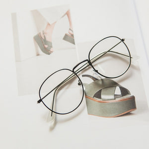 Retro Designer Metal Zero Diopter Eyewear Upscale Round Glasses Frame Optical Plain Myopia Frame
