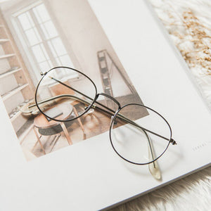 Retro Designer Metal Zero Diopter Eyewear Upscale Round Glasses Frame Optical Plain Myopia Frame