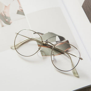 Retro Designer Metal Zero Diopter Eyewear Upscale Round Glasses Frame Optical Plain Myopia Frame