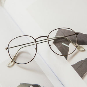 Retro Designer Metal Zero Diopter Eyewear Upscale Round Glasses Frame Optical Plain Myopia Frame