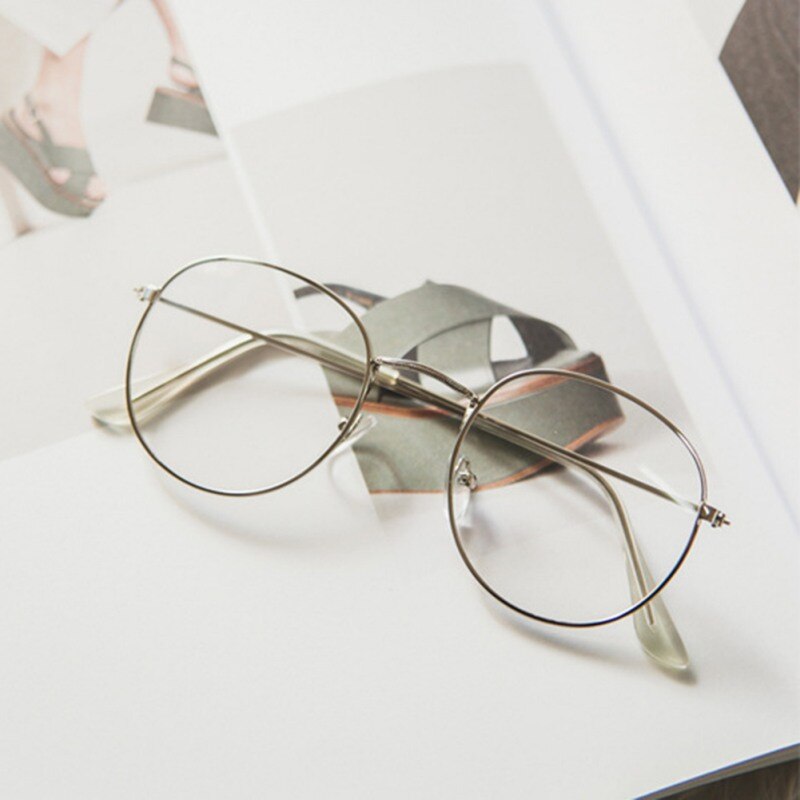 Retro Designer Metal Zero Diopter Eyewear Upscale Round Glasses Frame Optical Plain Myopia Frame