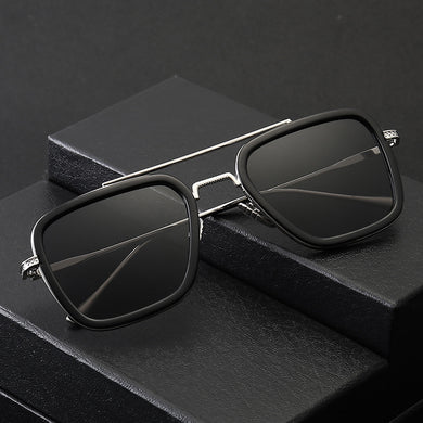 Retro Double Beam Men's Ladies Sunglasses Steampunk Sunglasses Men's Goggles Trend Polarized Square Sunglasses