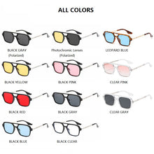 Load image into Gallery viewer, Retro Double Bridges Women Sunglasses Brand Designer Eyewear Trending Hollow Leopard Blue Sun Glasses Men Women Shades