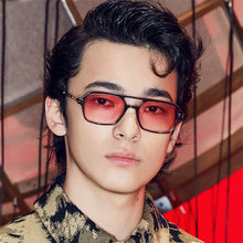 Load image into Gallery viewer, Retro Double Bridges Women Sunglasses Pink Gradient Eyewear Trending Hollow Leopard Blue Sun Glasses Men Shades