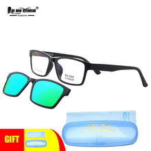 Load image into Gallery viewer, Retro Eyeglasses Frame Rui Hao Eyewear Brand Rectangle Glasses Frames 54-16 Magnetic Polarized Clip on Sunglasses PEI2076