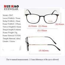 Load image into Gallery viewer, Retro Eyeglasses Frame Super Light ULTEM Optical Glasses Prescription Spectacles Frame Rui Hao Eyewear 17037