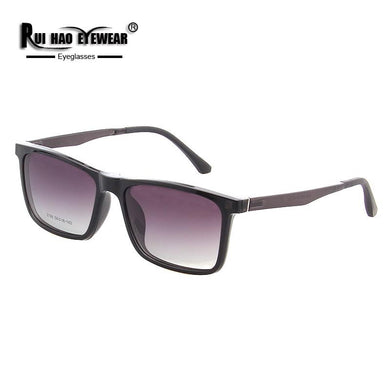 Retro Eyeglasses Frame and Clip on Sunglasses Gradient Color Optical Glasses Men Rectangle Spectacles Frame 2126