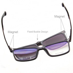 Retro Eyeglasses Frame and Clip on Sunglasses Gradient Color Optical Glasses Men Rectangle Spectacles Frame 2126