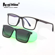 Load image into Gallery viewer, Retro Eyeglasses Frame and Clip on Sunglasses Gradient Color Optical Glasses Men Rectangle Spectacles Frame 2126