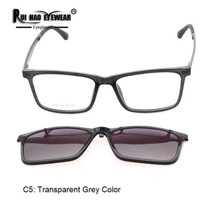 Retro Eyeglasses Frame and Clip on Sunglasses Gradient Color Optical Glasses Men Rectangle Spectacles Frame 2126